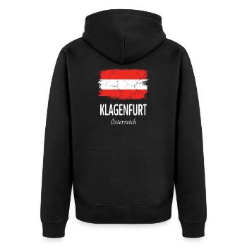 Klagenfurt - Unisex Premium Bio Zip Hoodie - Schwarz - Hinten - Nico (187cm)