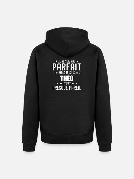 Theo: authentic, imperfect, top, perfection - Unisex Premium Organic Zip Hoodie - black