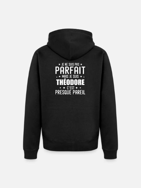 Theodore: authentic, imperfect, top, perfection - Unisex Premium Organic Zip Hoodie - black
