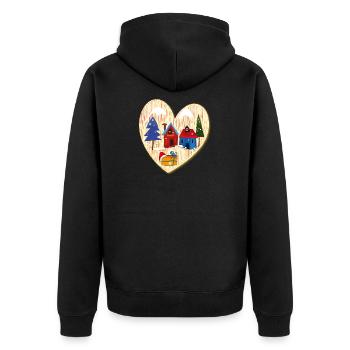 Winterdorf mit Häusern - Unisex Premium Bio Zip Hoodie - Schwarz - Hinten - Nico (187cm)