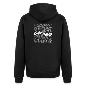 conception de logo géométrique ondulé techno - Veste à capuche bio Premium Unisexe - noir - Dos - Nico (187cm)