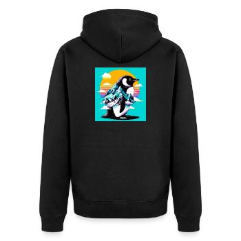 penguin - Unisex Premium Organic Zip Hoodie - black - Back - Nico (187cm)