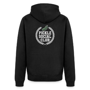 Pickle Social Club Concombre Humour Crew - Veste à capuche bio Premium Unisexe - noir - Dos - Nico (187cm)