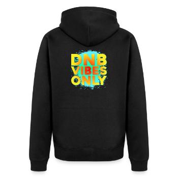 Drum n Bass Shirt Sommer DNB Colorful Vibes - Unisex Premium Bio Zip Hoodie - Schwarz - Hinten - Nico (187cm)