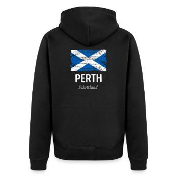Perth - Unisex Premium Bio Zip Hoodie - Schwarz - Hinten - Nico (187cm)