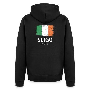 Sligo - Unisex Premium Organic Zip Hoodie - black - Back - Nico (187cm)