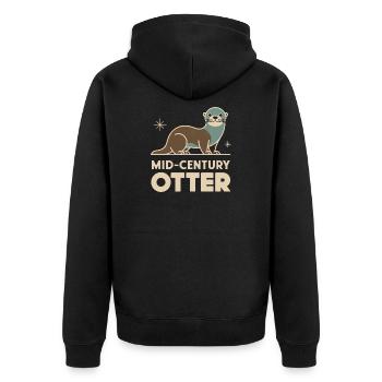 Mid-Century Otter - Unisex Premium Bio Zip Hoodie - Schwarz - Hinten - Nico (187cm)