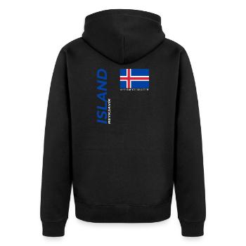 REYKJAVÍK  - Unisex Premium Bio Zip Hoodie - Schwarz - Hinten - Nico (187cm)