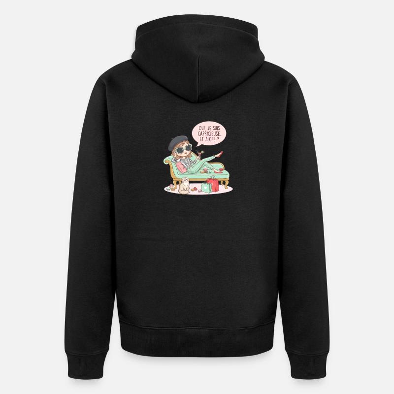 Ich bin launisch und so - Unisex Premium Bio Zip Hoodie - Schwarz
