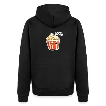 Kawaii Popcorn Lächel-Design - Unisex Premium Bio Zip Hoodie - Schwarz - Hinten - Nico (187cm)