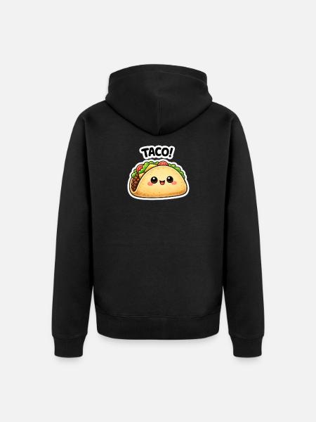 Kawaii taco with a cute face - Unisex Premium Organic Zip Hoodie - black
