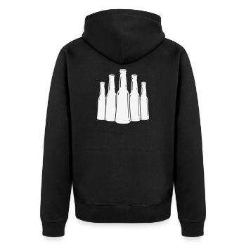 Bierflaschen Silhouette - Unisex Premium Bio Zip Hoodie - Schwarz - Hinten - Nico (187cm)