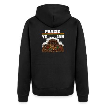 Praise Jah Rasta - Unisex Premium Organic Zip Hoodie - black - Back - Nico (187cm)