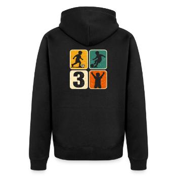 3 Football Birthday Boy 3 Years Ball - Unisex Premium Organic Zip Hoodie - black - Back - Nico (187cm)