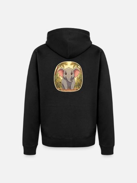 Little elephant in the jungle - Unisex Premium Organic Zip Hoodie - black