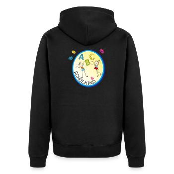 ABC Schulkind  - Unisex Premium Bio Zip Hoodie - Schwarz - Hinten - Nico (187cm)