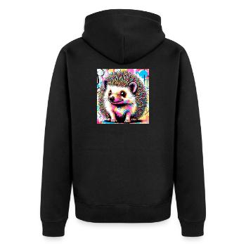 Igel - Unisex Premium Bio Zip Hoodie - Schwarz - Hinten - Nico (187cm)