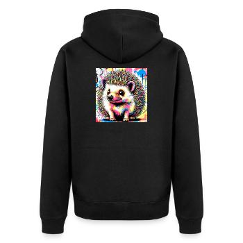 Igel - Unisex Premium Bio Zip Hoodie - Schwarz - Hinten - Nico (187cm)