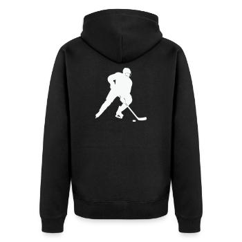 Eishockey Silhouette im Spielfluss - Unisex Premium Bio Zip Hoodie - Schwarz - Hinten - Nico (187cm)