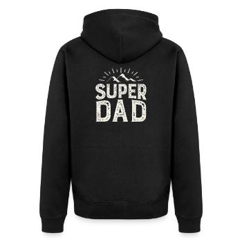 Super Papa Aventure à la Montagne - Veste à capuche bio Premium Unisexe - noir - Dos - Nico (187cm)