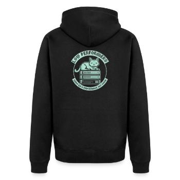 Low Performers Katze Server Pixel Art - Unisex Premium Bio Zip Hoodie - Schwarz - Hinten - Nico (187cm)