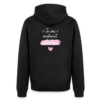 Je suis socialement sélective - Veste à capuche bio Premium Unisexe - noir - Dos - Nico (187cm)