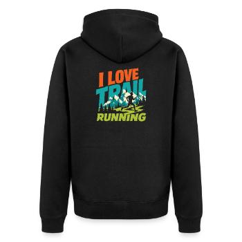 I Love Trail Running - Unisex Premium Organic Zip Hoodie - black - Back - Nico (187cm)