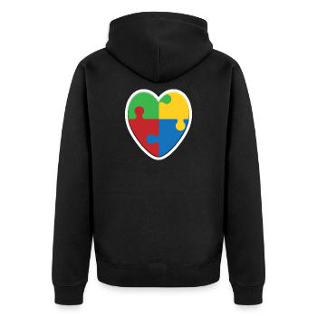 Autismus Herz Puzzle - Unisex Premium Bio Zip Hoodie - Schwarz - Hinten - Nico (187cm)