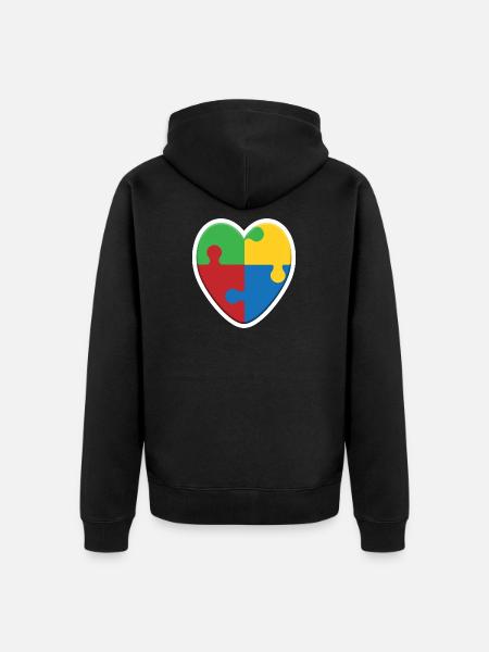Autism Heart Puzzle - Unisex Premium Organic Zip Hoodie - black