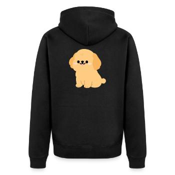 Sunny Golden Retriever Welpe - Unisex Premium Bio Zip Hoodie - Schwarz - Hinten - Nico (187cm)