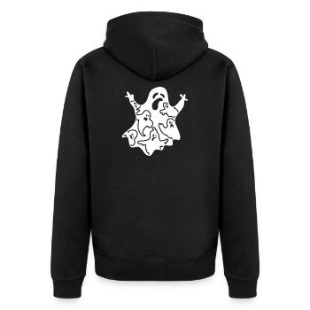 Funny Halloween Day - Funny Halloween Ghost - Unisex Premium Bio Zip Hoodie - Schwarz - Hinten - Nico (187cm)