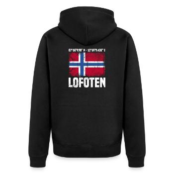 Lofoten Coordinates - Unisex Premium Organic Zip Hoodie - black - Back - Nico (187cm)