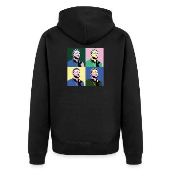 Selenskyj Pop-Art - Unisex Premium Bio Zip Hoodie - Schwarz - Hinten - Nico (187cm)