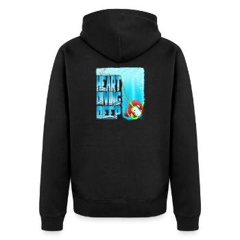 Herztauchen: Tiefes Unterwasserabenteuer - Unisex Premium Bio Zip Hoodie - Schwarz - Hinten - Nico (187cm)
