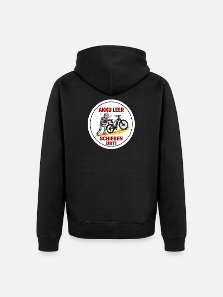 Roboter Pedelec Schieben Spruch - Unisex Premium Bio Zip Hoodie - Schwarz