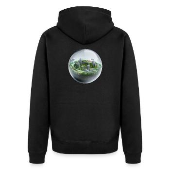 Glass Sphere - Unisex Premium Bio Zip Hoodie - Schwarz - Hinten - Nico (187cm)