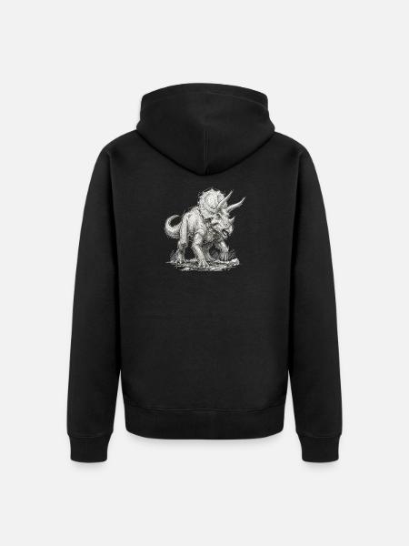 Triceratops Motiv Dinosaurier Urzeit Saurier - Unisex Premium Bio Zip Hoodie - Schwarz