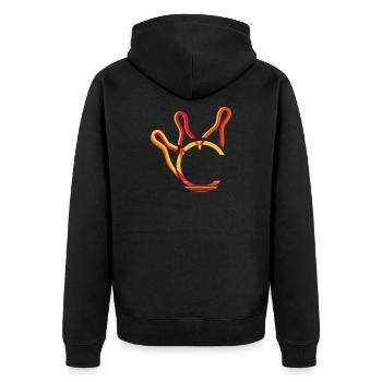 drei Kegel und eine Kugel - Unisex Premium Bio Zip Hoodie - Schwarz - Hinten - Nico (187cm)
