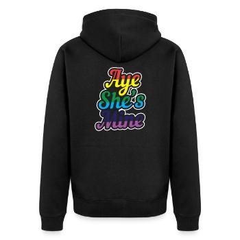 Couple de lesbiennes assorti aye elle est à moi - Veste à capuche bio Premium Unisexe - noir - Dos - Nico (187cm)