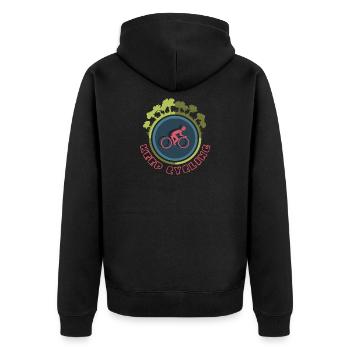 Fahrrad fahren Symbol Wald Natur Icon Logo - Unisex Premium Bio Zip Hoodie - Schwarz - Hinten - Nico (187cm)