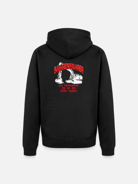 Baggerfahrer Leidenschaft Bagger - Unisex Premium Bio Zip Hoodie - Schwarz