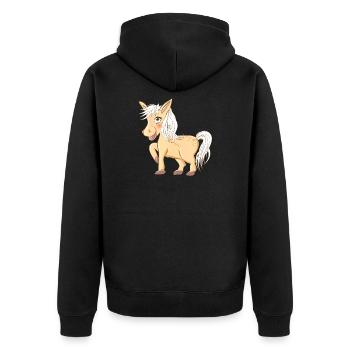 magical cute pony radiant and laughing - Unisex Premium Organic Zip Hoodie - black - Back - Nico (187cm)