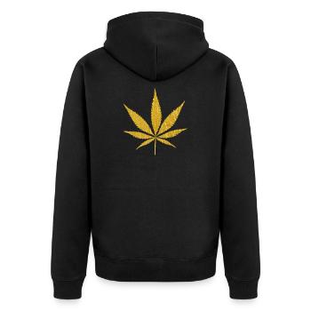 Goldene Marihuanablatt Illustration - Unisex Premium Bio Zip Hoodie - Schwarz - Hinten - Nico (187cm)