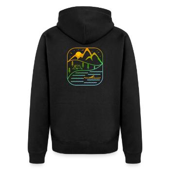 Kayak Outdoor Sport Rowing Paddling Canoe Design - Unisex Premium Organic Zip Hoodie - black - Back - Nico (187cm)