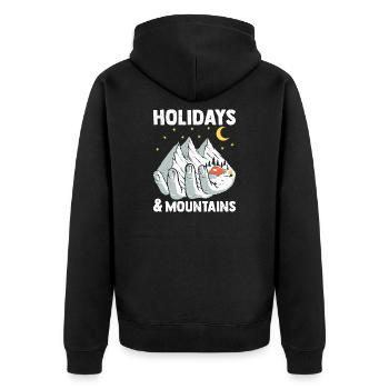 Urlaub Und Berge Natur Camping Liebhaber Stolz - Unisex Premium Bio Zip Hoodie - Schwarz - Hinten - Nico (187cm)