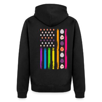 USA Flag Easter Patriot America Flag Easter Egg - Unisex Premium Organic Zip Hoodie - black - Back - Nico (187cm)