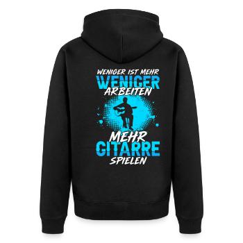 Weniger Arbeiten Mehr Gitarre Spielen Gitarrist - Unisex Premium Bio Zip Hoodie - Schwarz - Hinten - Nico (187cm)