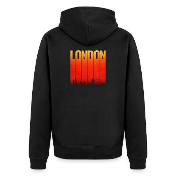 LONDON Skyline Gradient Bars - Unisex Premium Bio Zip Hoodie - Schwarz - Hinten - Nico (187cm)