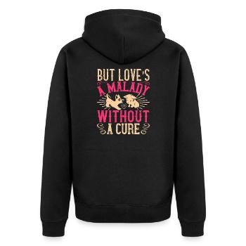 Aber Liebe ist eine Krankheit ohne Heilung - Unisex Premium Bio Zip Hoodie - Schwarz - Hinten - Nico (187cm)