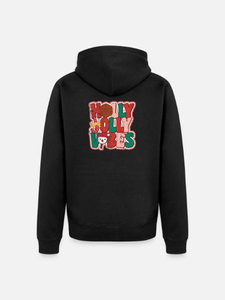 Holly Jolly Vibes - Unisex Premium Bio Zip Hoodie - Schwarz
